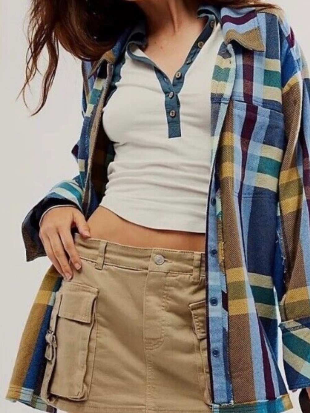 We The Free So Long Summer Plaid Shacked Button Down Size S